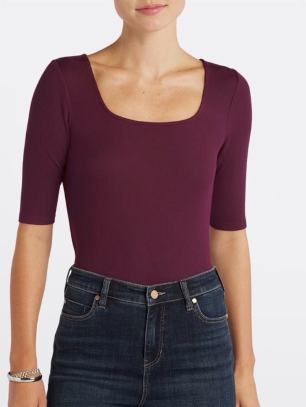 Old Navy Women's Square Neck Top in Plum XS